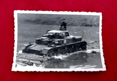 Original photograph of Panzerkampfwagen IV (PzKpfw IV) overcoming a water obstacle.